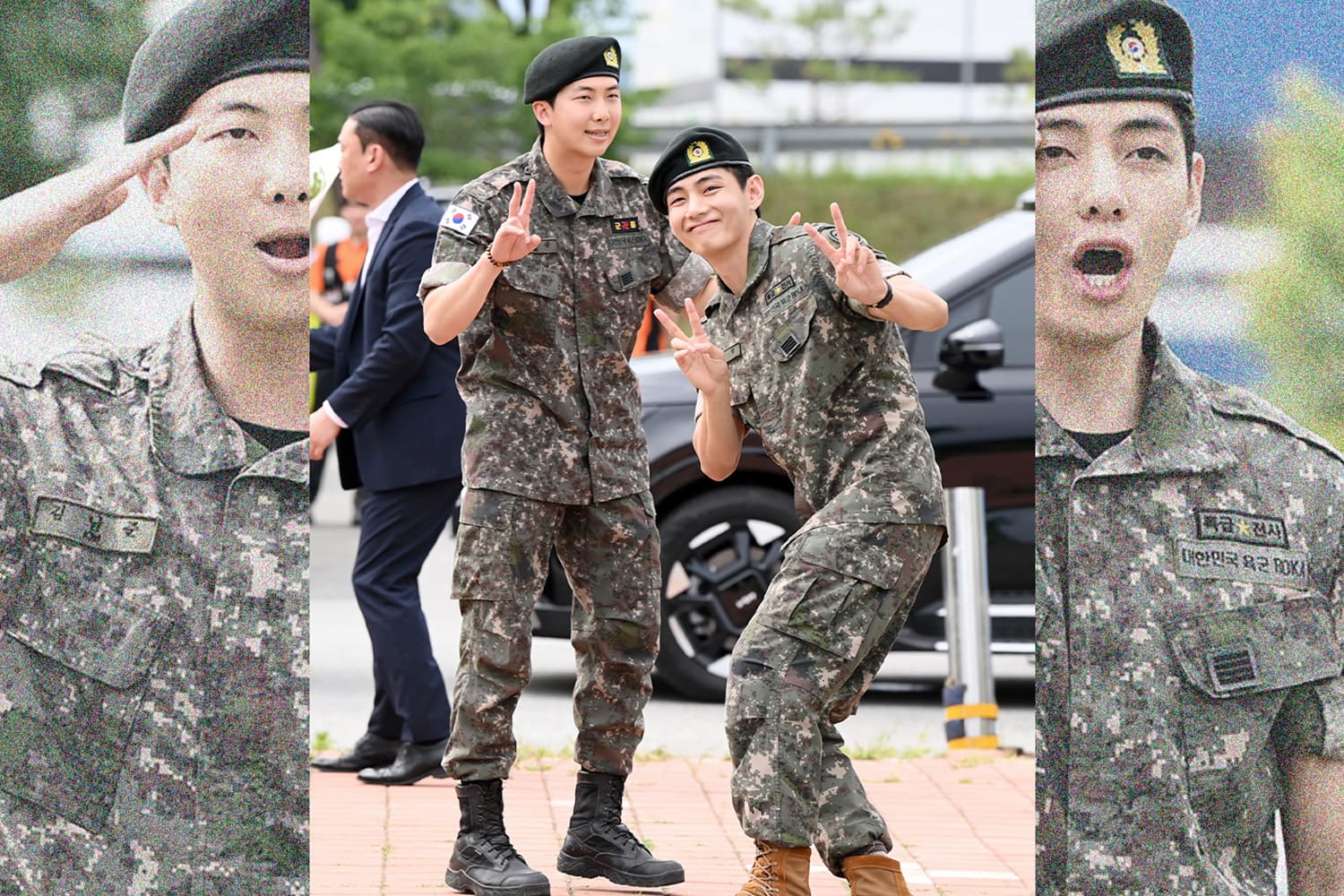 แฟนๆ แห่ยินดี RM และ V วง BTS แท็กทีมปลดประจำการพร้อมกันวันนี้พร้อมแฮชแท็ก #ต้อนรับแทฮยองกลับบ้าน #ต้อนรับนัมจุนกลับบ้าน