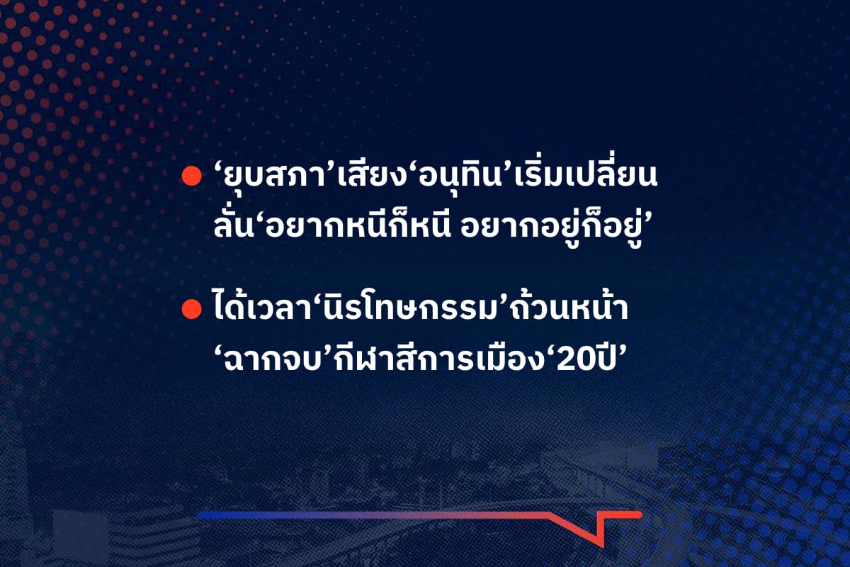 เรื่องมันมีอยู่ว่า ‘ยุบสภา’เสียง‘อนุทิน’เริ่มเปลี่ยน ลั่น‘อยากหนีก็หนี อยากอยู่ก็อยู่’  , ได้เวลา‘นิรโทษกรรม’ถ้วนหน้า ‘ฉากจบ’กีฬาสีการเมือง‘20ปี’