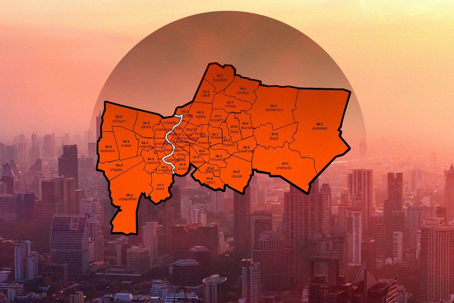 ปรากฏการณ์อุณหภูมิผกผัน ทำ PM 2.5 วันนี้แตะ ‘สีส้ม’ ครบ 50 เขต กระทบสุขภาพ